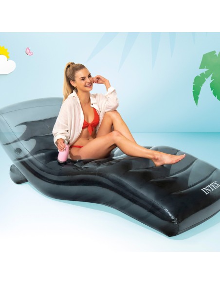 Tumbona hinchable gris semitransparente INTEX | Distria