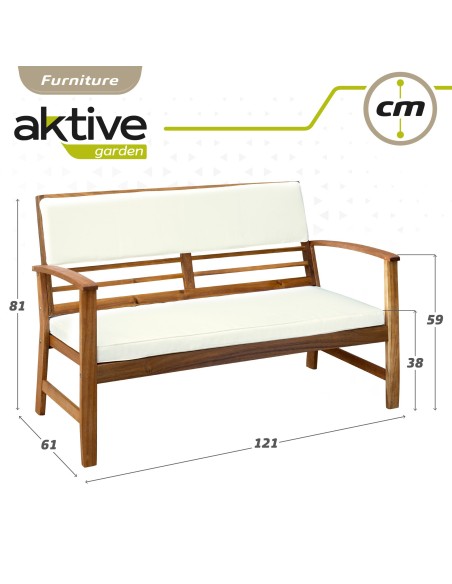 Conjunto de madera para jardín Mesa, sofá y sillón| Distria