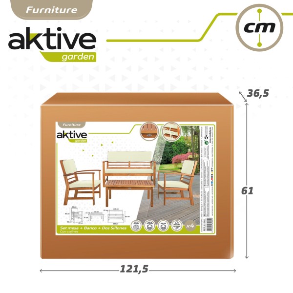 Conjunto de madera para jardín Mesa, sofá y sillón| Distria