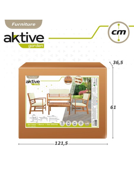 Conjunto de madera para jardín Mesa, sofá y sillón| Distria