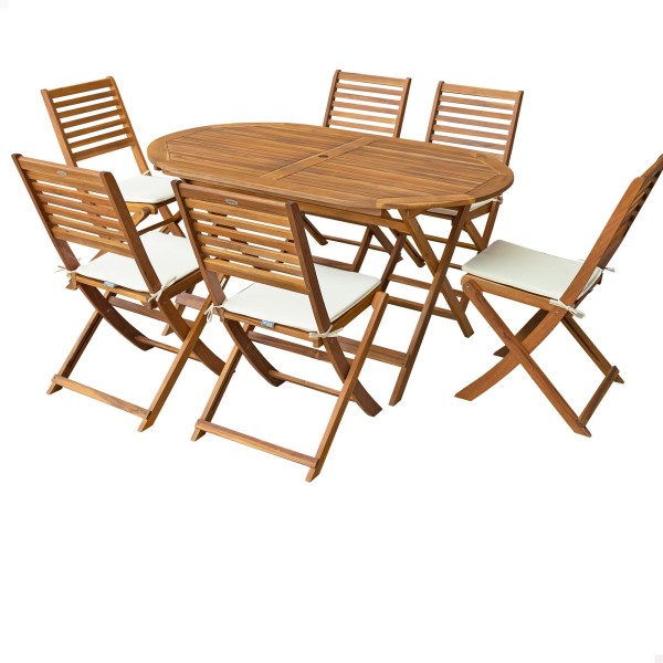 Set muebles de terraza madera 6 personas | Distria