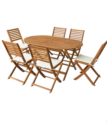 Set muebles de terraza madera 6 personas | Distria
