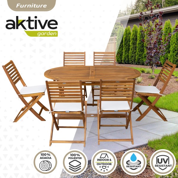 Set muebles de terraza madera 6 personas | Distria