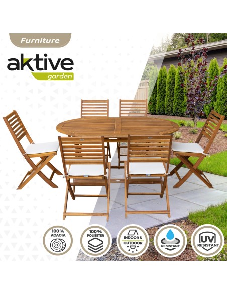 Set muebles de terraza madera 6 personas | Distria