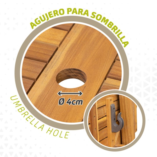 Set muebles de terraza madera 6 personas | Distria