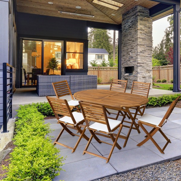 Set muebles de terraza madera 6 personas | Distria