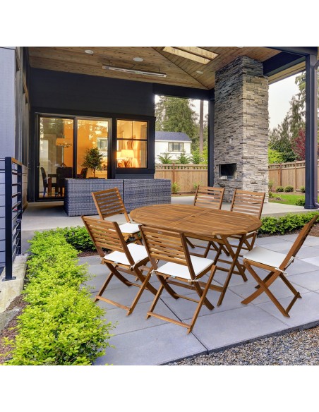 Set muebles de terraza madera 6 personas | Distria