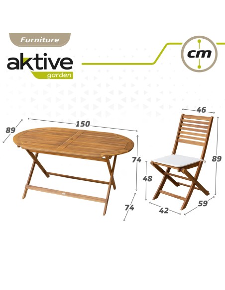 Set muebles de terraza madera 6 personas | Distria