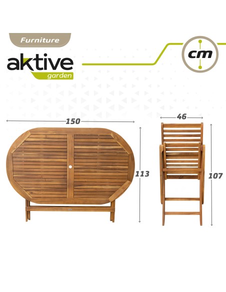 Set muebles de terraza madera 6 personas | Distria