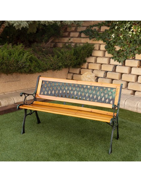 Banco de jardín de madera hierro | Muebles de Jardín