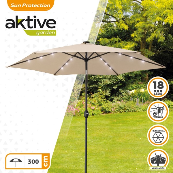 Sombrilla terraza Ø300 cm 18 LED | Parasoles