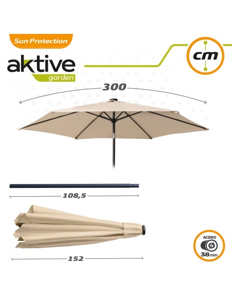 Sombrilla terraza Ø300 cm 18 LED | Parasoles