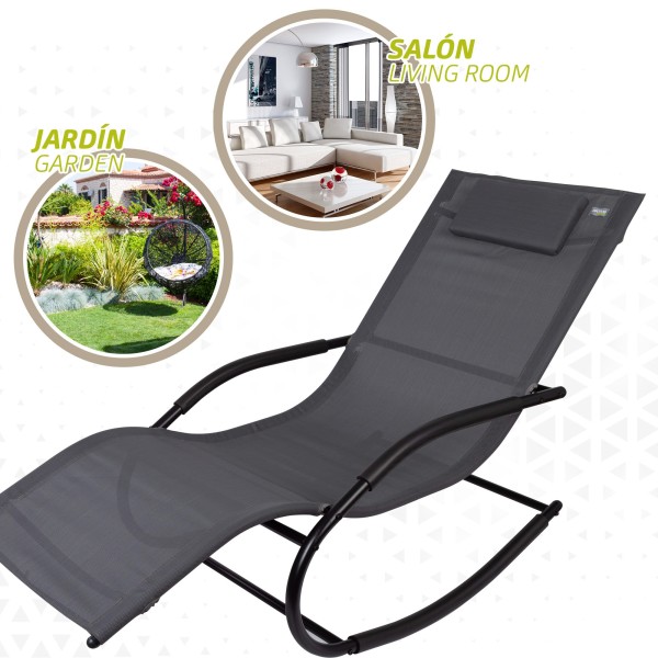Silla tumbona mecedora c/cojín - Muebles de jardín | Distria