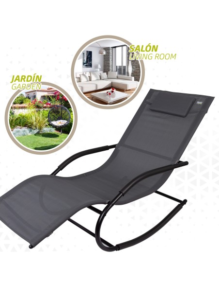 Silla tumbona mecedora c/cojín - Muebles de jardín | Distria
