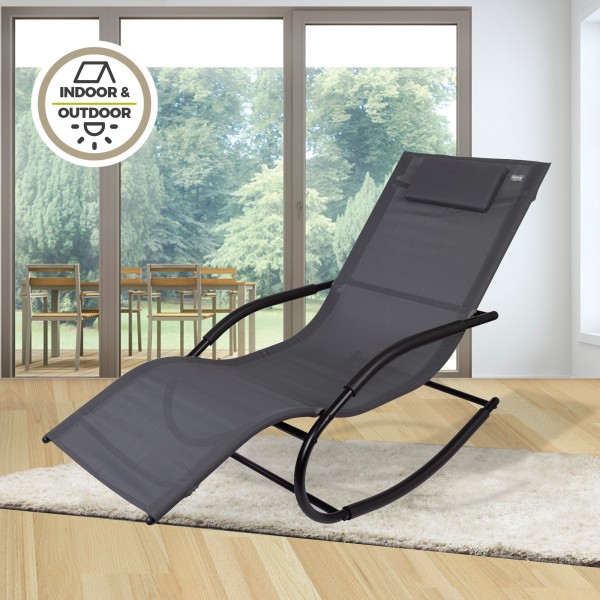 Silla tumbona mecedora c/cojín - Muebles de jardín | Distria