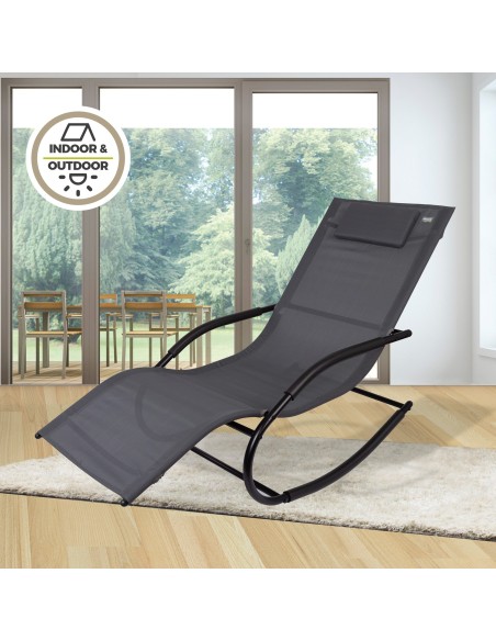 Silla tumbona mecedora c/cojín - Muebles de jardín | Distria