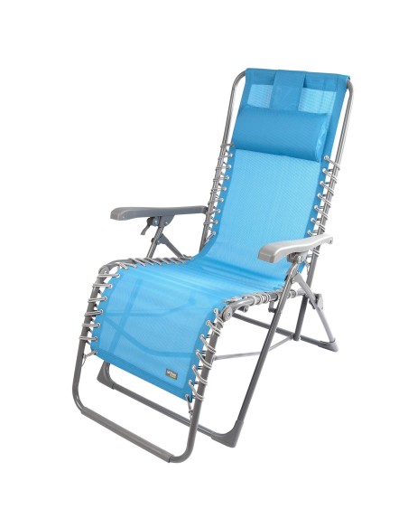 Silla tumbona plegable jardín azul Gravedad 0 | Distria