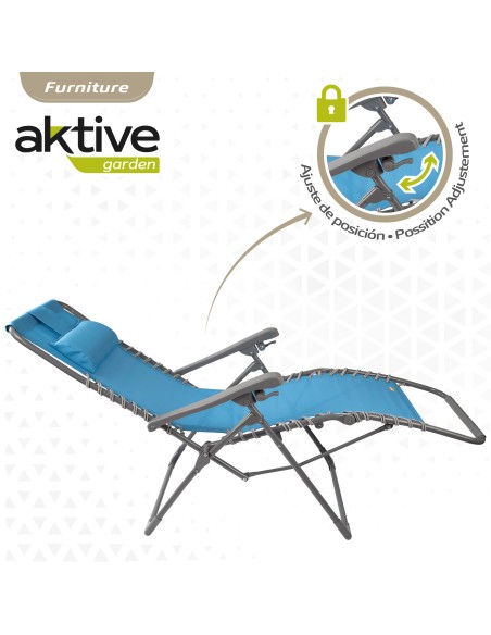 Silla tumbona plegable jardín azul Gravedad 0 | Distria