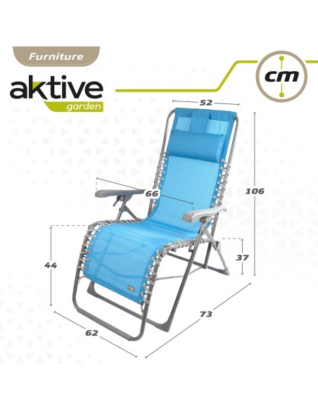 Silla tumbona plegable jardín azul Gravedad 0 | Distria