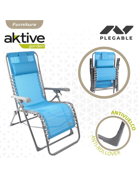 Silla tumbona plegable jardín azul Gravedad 0 | Distria