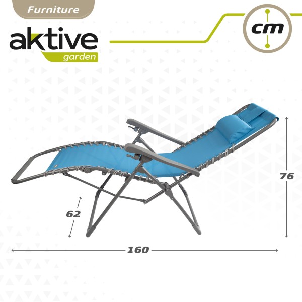 Silla tumbona plegable jardín azul Gravedad 0 | Distria