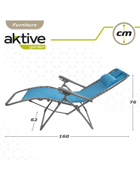 Silla tumbona plegable jardín azul Gravedad 0 | Distria