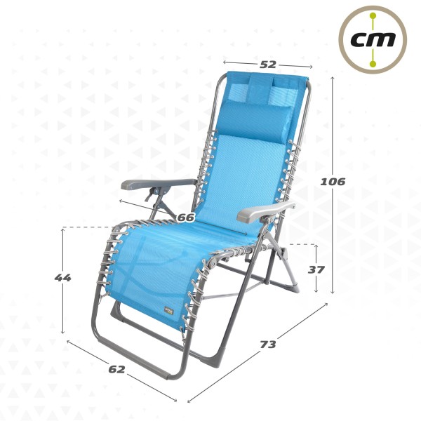 Silla tumbona plegable jardín azul Gravedad 0 | Distria