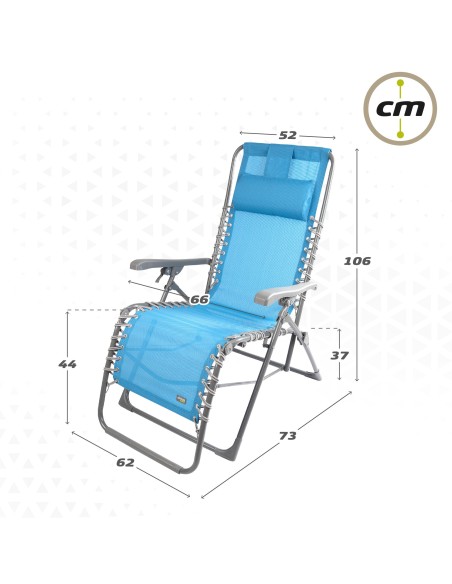 Silla tumbona plegable jardín azul Gravedad 0 | Distria
