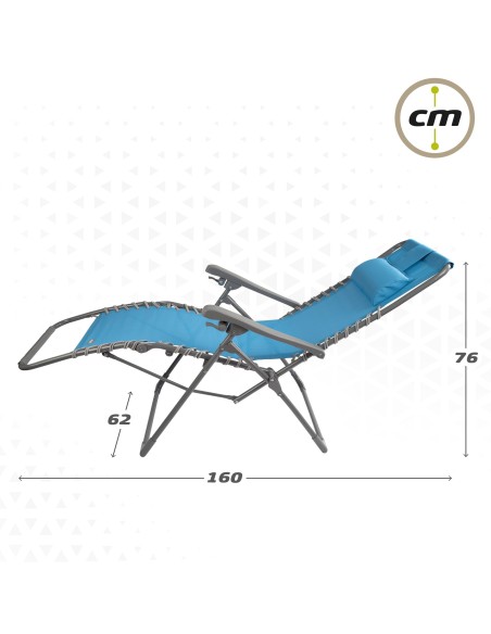 Silla tumbona plegable jardín azul Gravedad 0 | Distria