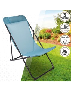 Silla tumbona plegable azul - Muebles de jardín | Distria 2