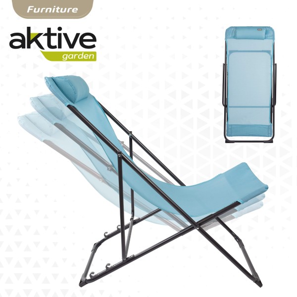 Silla tumbona plegable azul - Muebles de jardín | Distria
