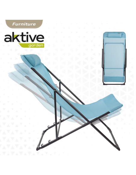Silla tumbona plegable azul - Muebles de jardín | Distria