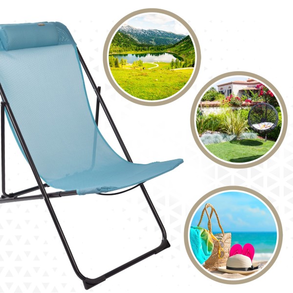 Silla tumbona plegable azul - Muebles de jardín | Distria