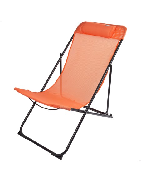 Silla tumbona plegable naranja - Muebles de jardín | Distria