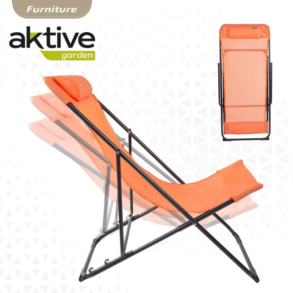 Silla tumbona plegable naranja - Muebles de jardín | Distria