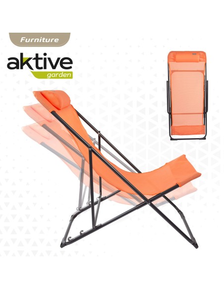 Silla tumbona plegable naranja - Muebles de jardín | Distria