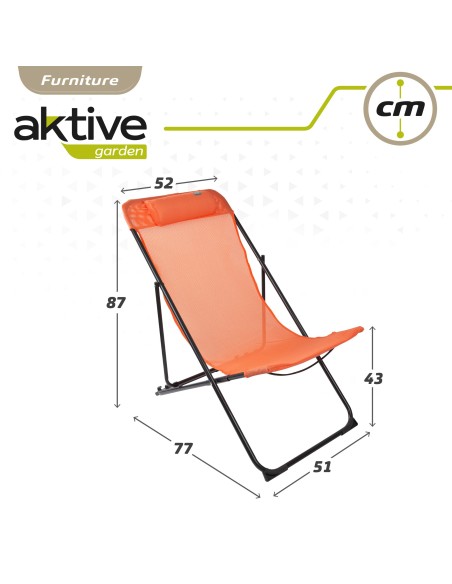 Silla tumbona plegable naranja - Muebles de jardín | Distria