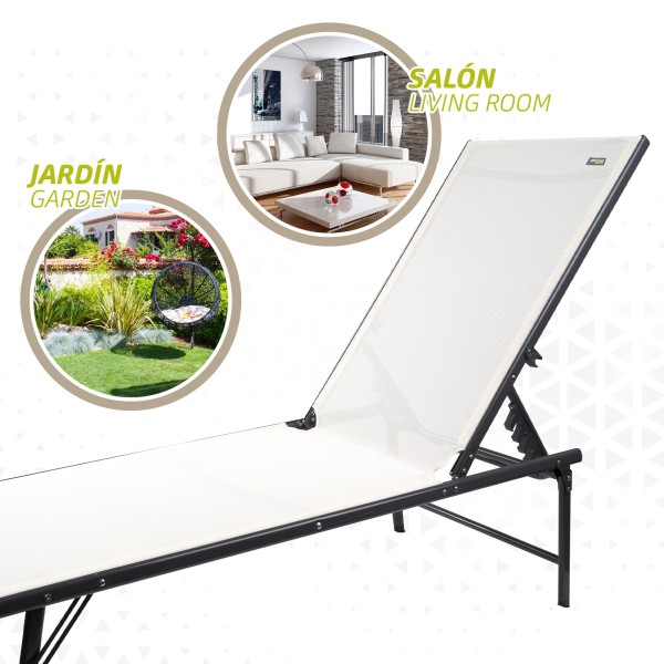 Tumbona jardín multiposición blanca | Distria