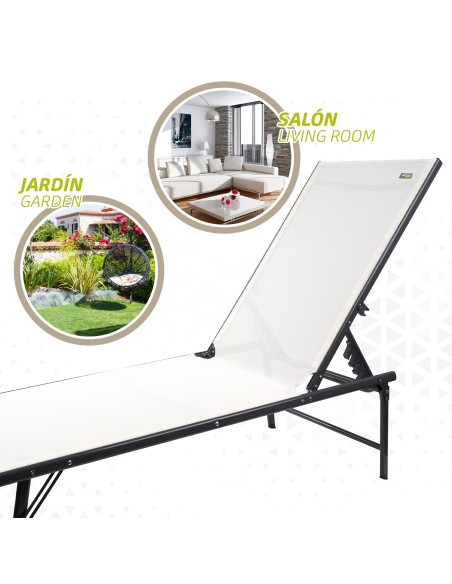 Tumbona jardín multiposición blanca | Distria