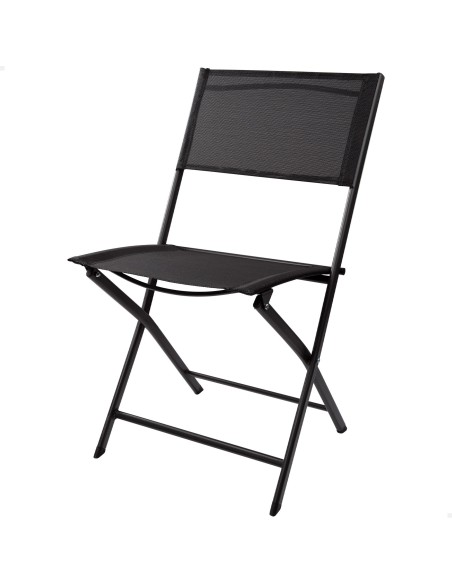 Silla plegable jardín negra con asa transporte | Distria