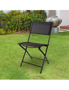 Silla plegable jardín negra con asa transporte | Distria 2