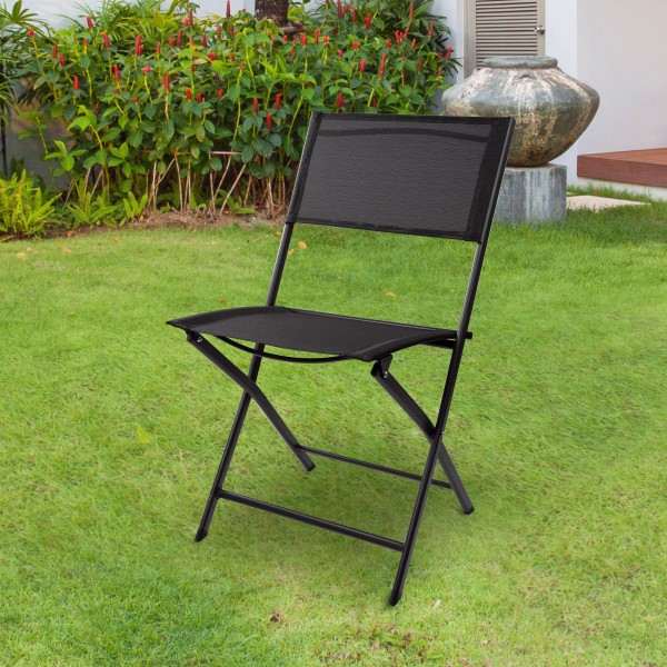 Silla plegable jardín negra con asa transporte | Distria