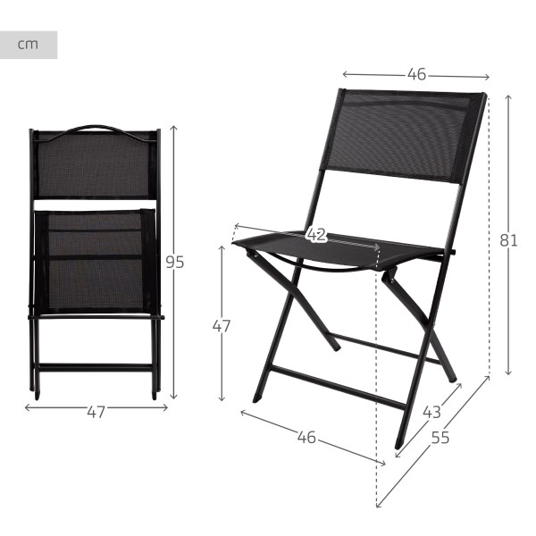Silla plegable jardín negra con asa transporte | Distria