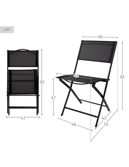 Silla plegable jardín negra con asa transporte | Distria
