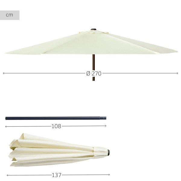 Sombrilla para terraza y jardín Ø270 - Parasoles | Distria