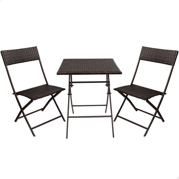 Conjunto mesa y sillas terraza plegable ratán | Distria