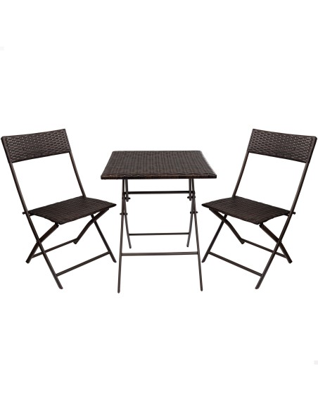 Conjunto mesa y sillas terraza plegable ratán | Distria
