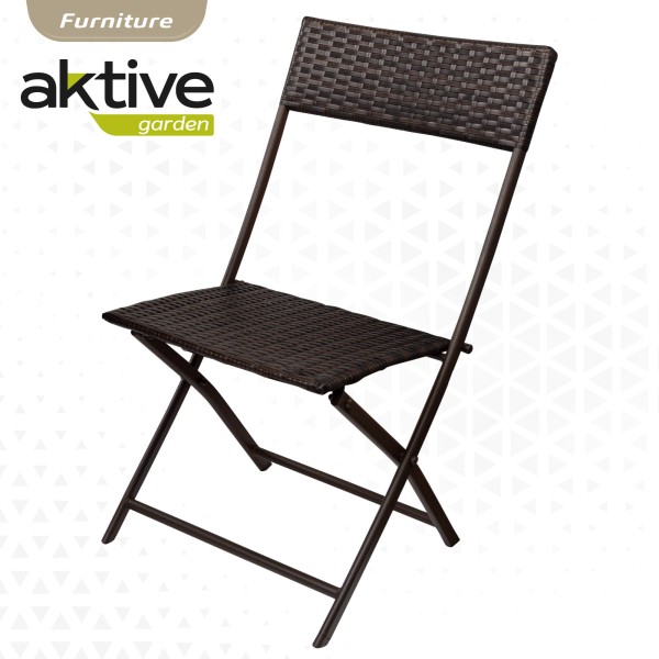 Conjunto mesa y sillas terraza plegable ratán | Distria