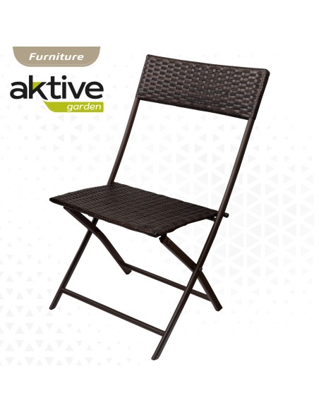 Conjunto mesa y sillas terraza plegable ratán | Distria
