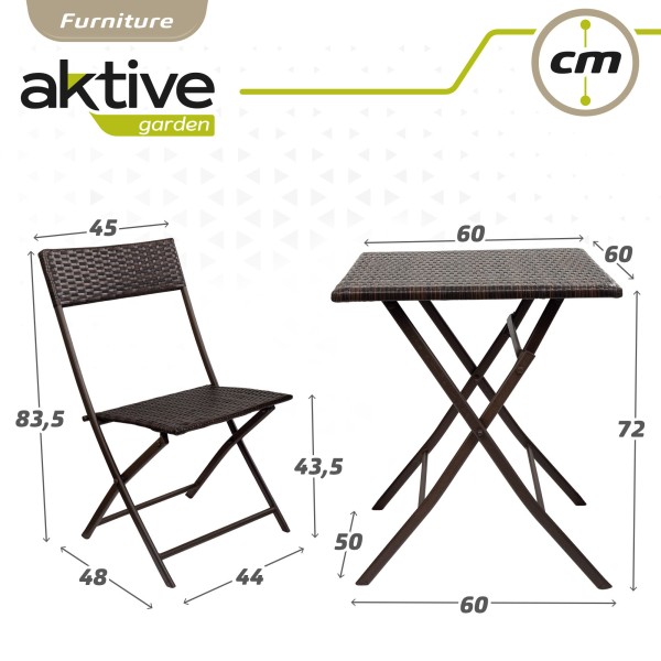 Conjunto mesa y sillas terraza plegable ratán | Distria